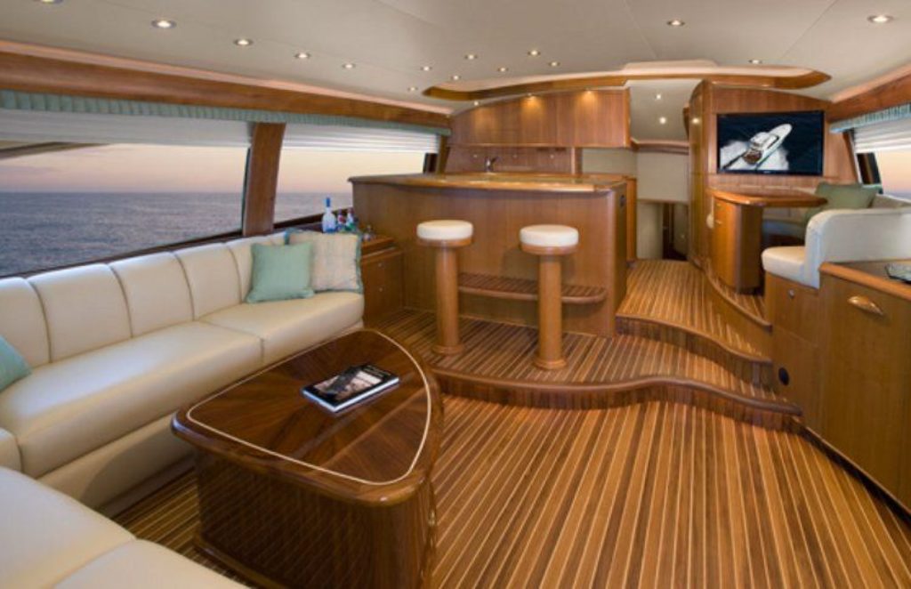 Yacht interior woodwork, cherry and teak lumber
