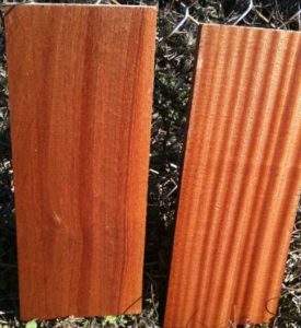 Flat sawn and Quartersawn Sapele Side by Side