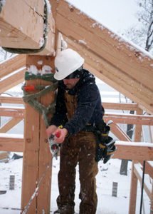 timberframing in snow