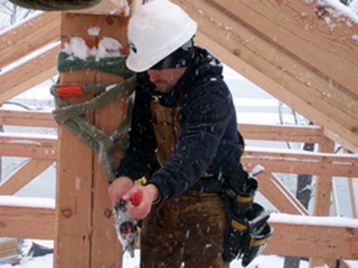 timberframing in snow