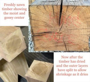 Timber checking cracks