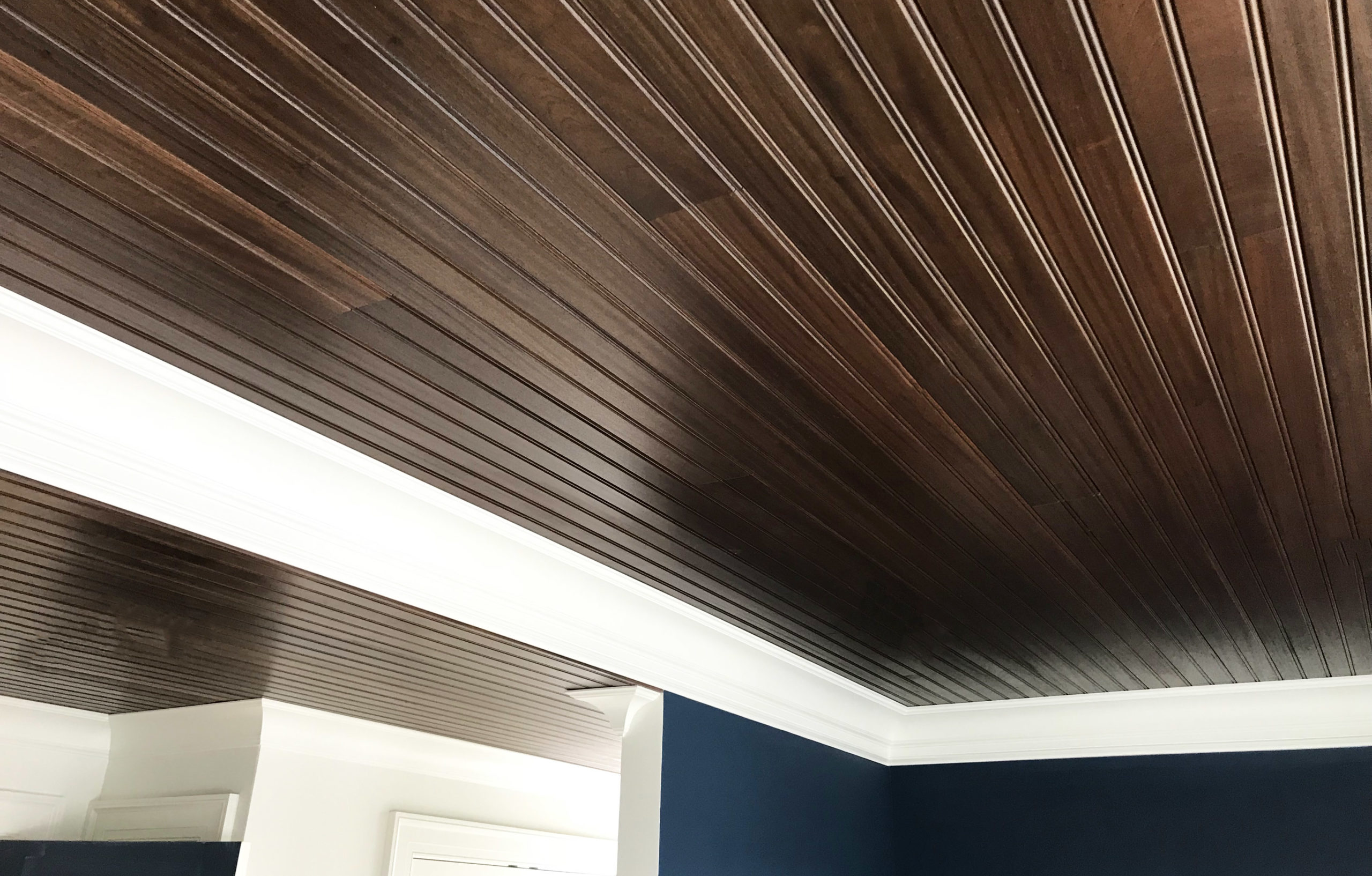 Sapele tongue and groove ceiling
