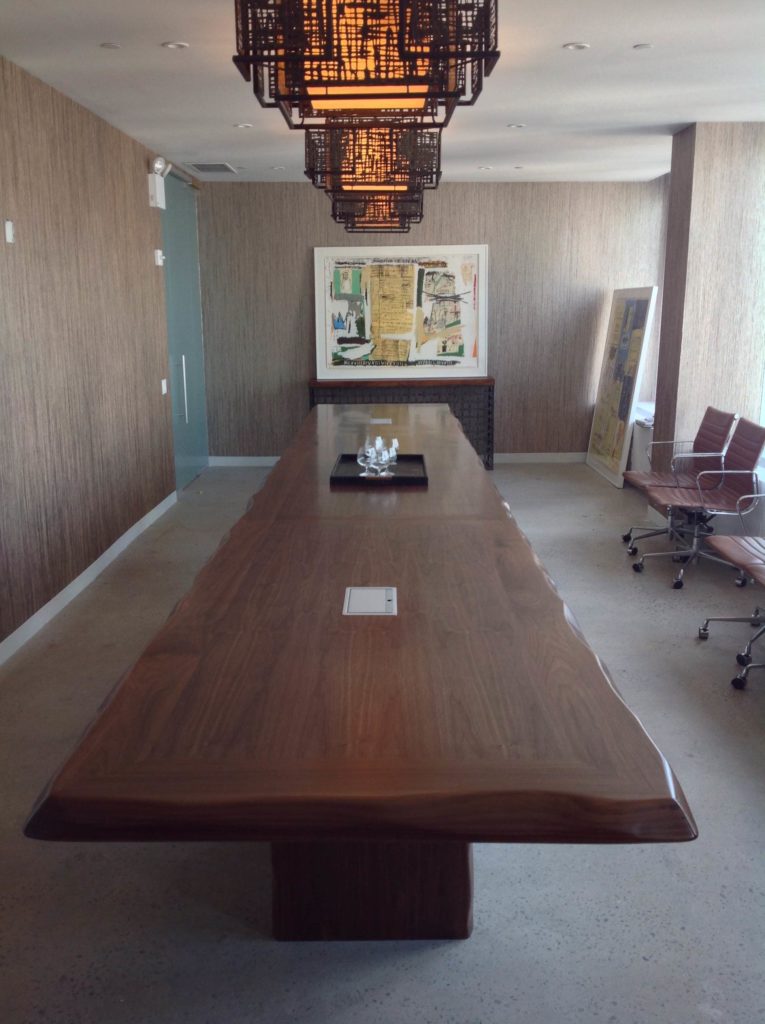 Walnut slab conference table