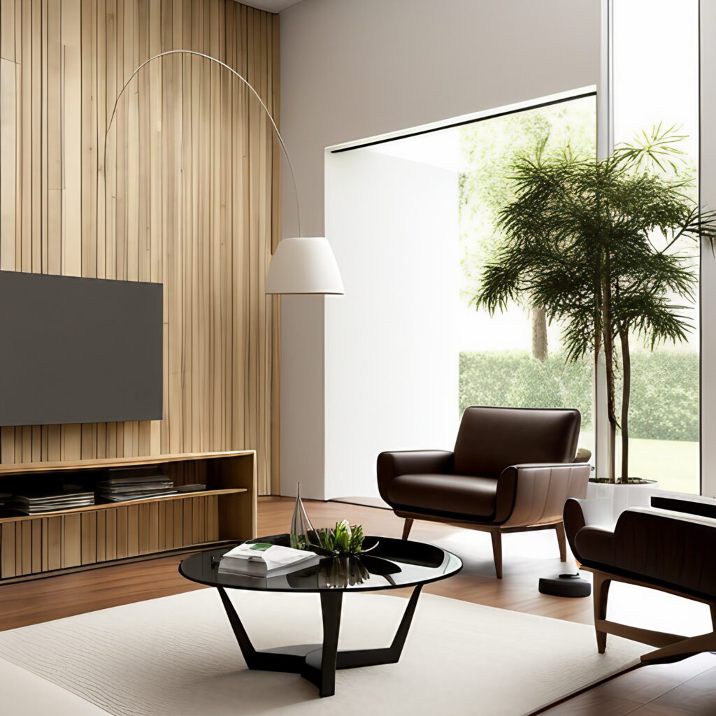 Organic Modern wood feature wall