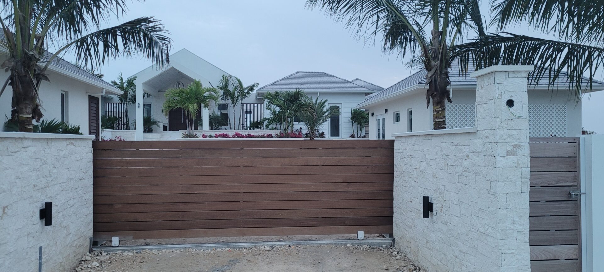 modern wooden driveway gate